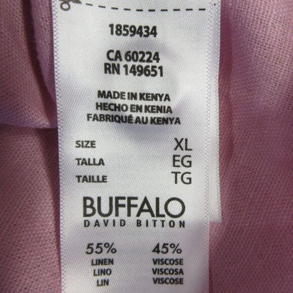 BUFFALO DAVID BITTON Linen Blend Button Front Shirt XL 16 Fidji Pink Blouse NWT - Picture 5 of 9